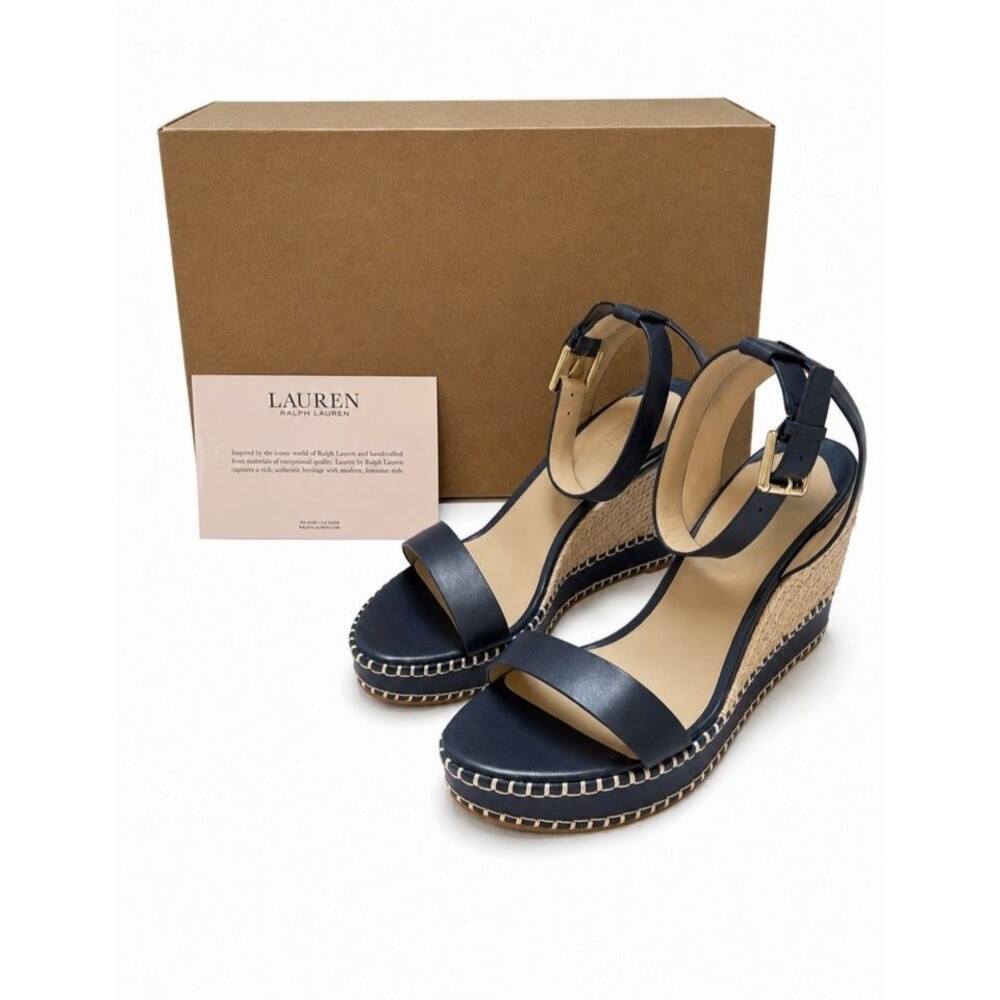 Lauren Ralph Lauren Hilarie Ankle Strap Espadrille Platform Wedge Sandals 9.5M